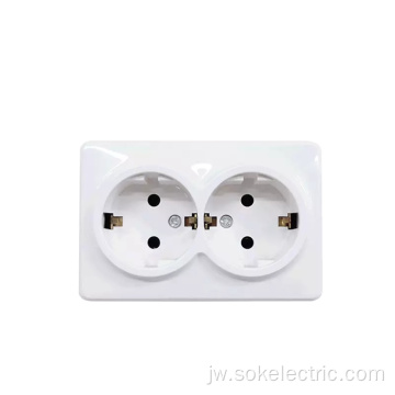 Outlet Schuko Twin tanpa Surface Shutter dipasang 16A250V